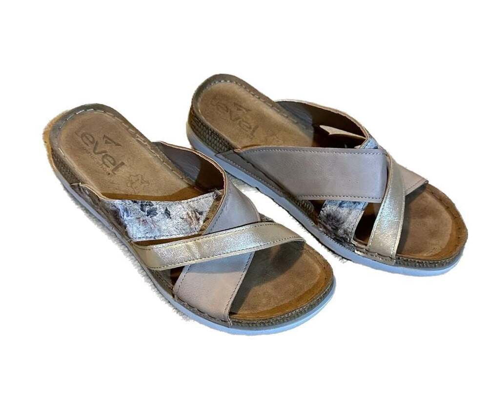 Level Anatomic Shoes Women's Metallic Crisscross Comfort Mules - Picture 2 of 3
